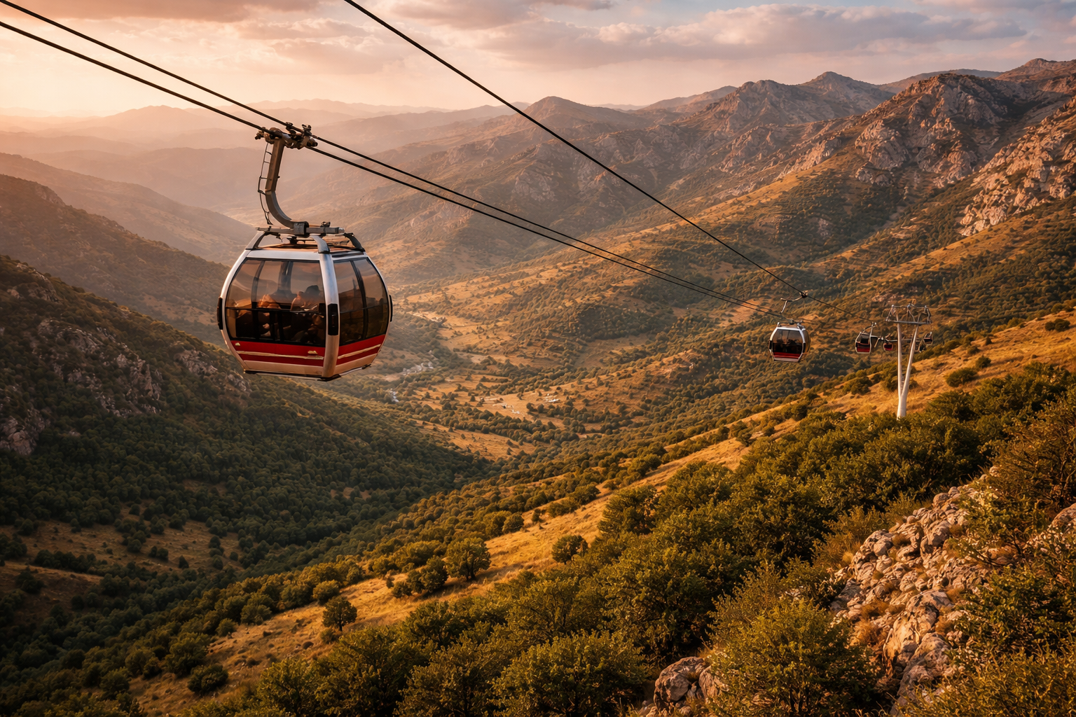 Monte Korek en Irak con teleférico y paisajes de montaña