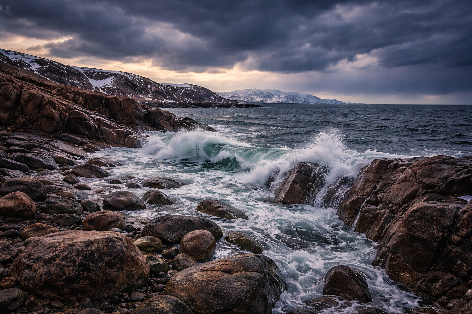 Costa artica del Mare di Barents a Teriberka.